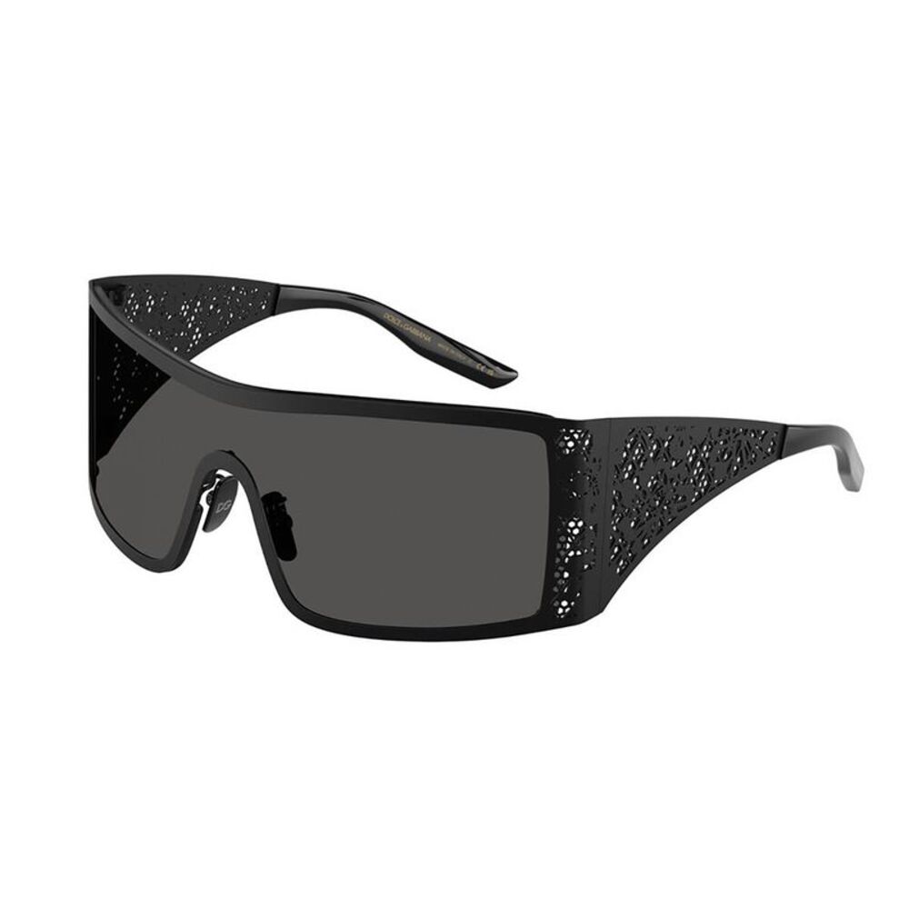 Dolce & Gabbana DG 2317 110687 Matte Black Metal Shield Sunglasses Grey Lens